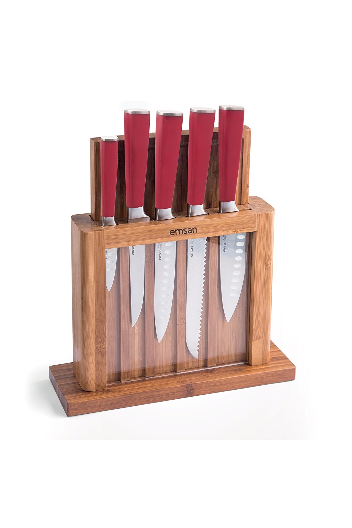 ست چاقوی آشپزخانه 7 پارچه امسان مدل Emsan Matriks Kirmizi 